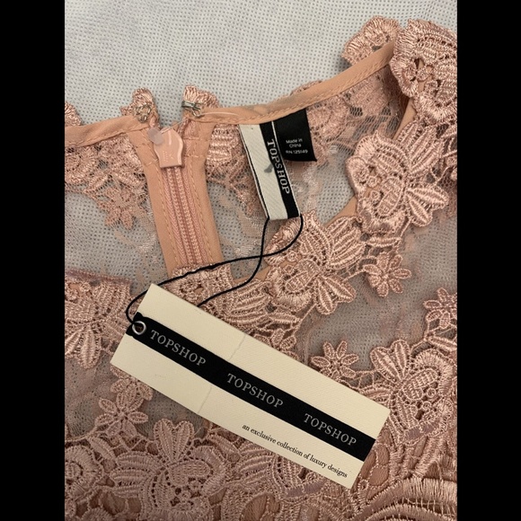 NEW $190 Topshop Scallop Lace Dress in Rose Pink - Picture 4 of 12
